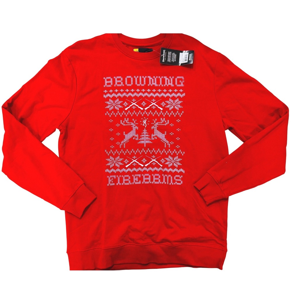 Browning Christmas Fair Isle Sweatshirt XL Red Firearms Reindeer Gorpcore Cozy